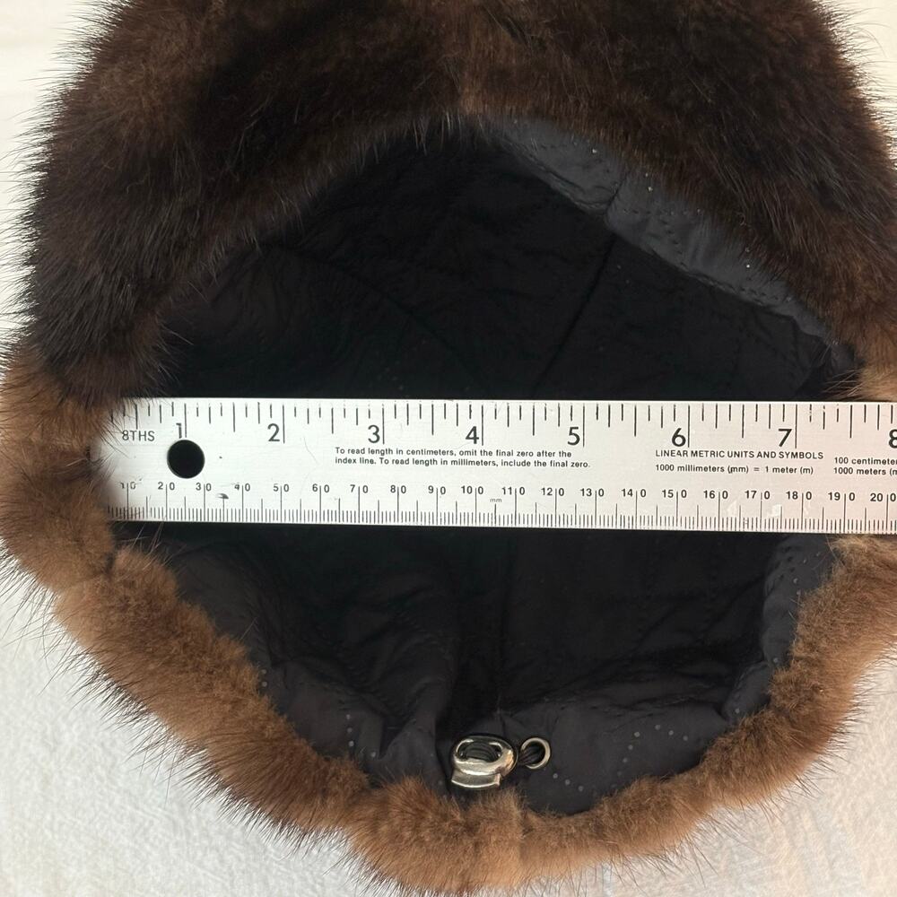Vintage Genuine Mink Fur Hat Dark Brown Mahogany Cloche Pill Box Unbranded OS - Picture 10 of 13